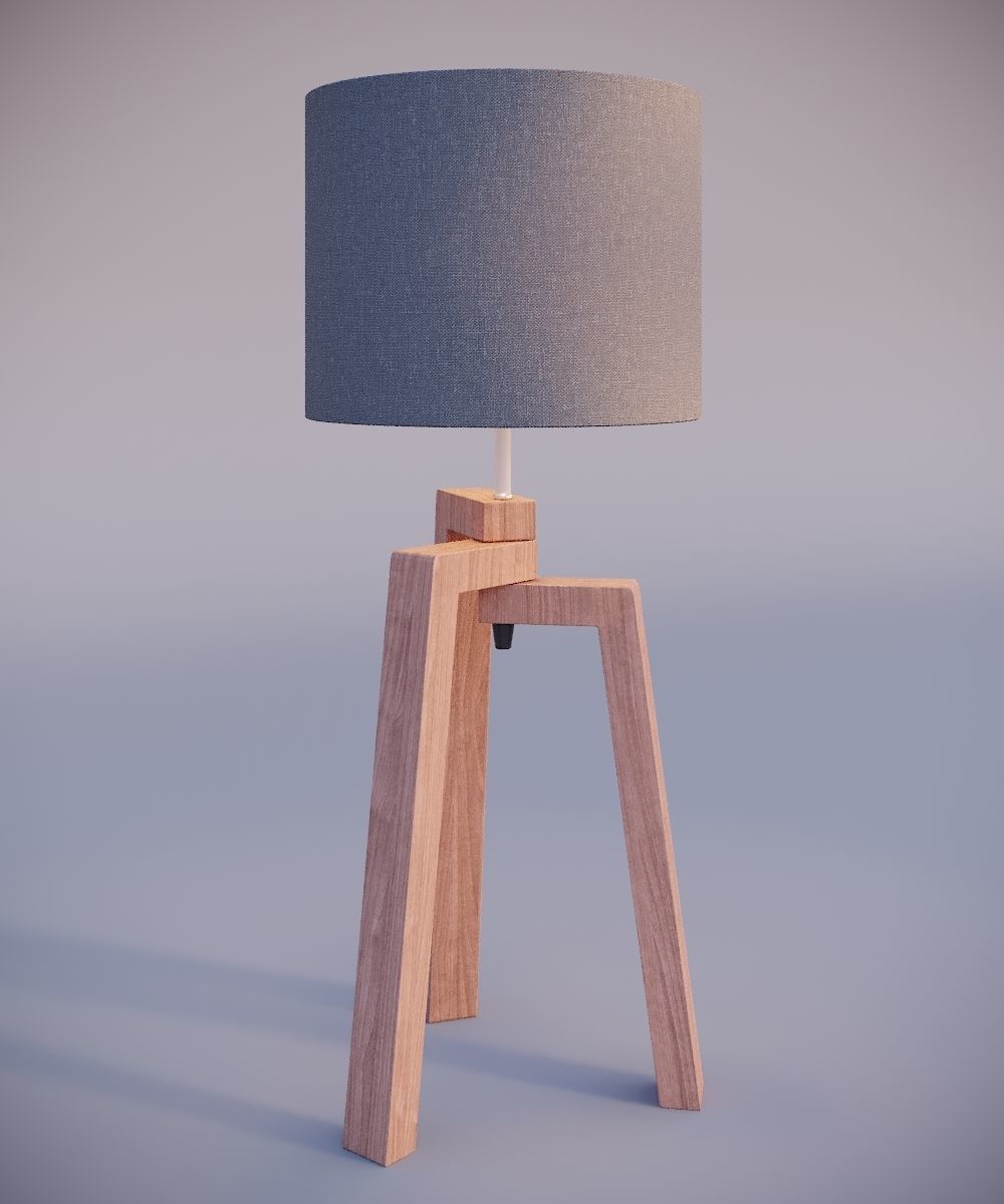 Tripod table lamp  Low-poly 3D model_10