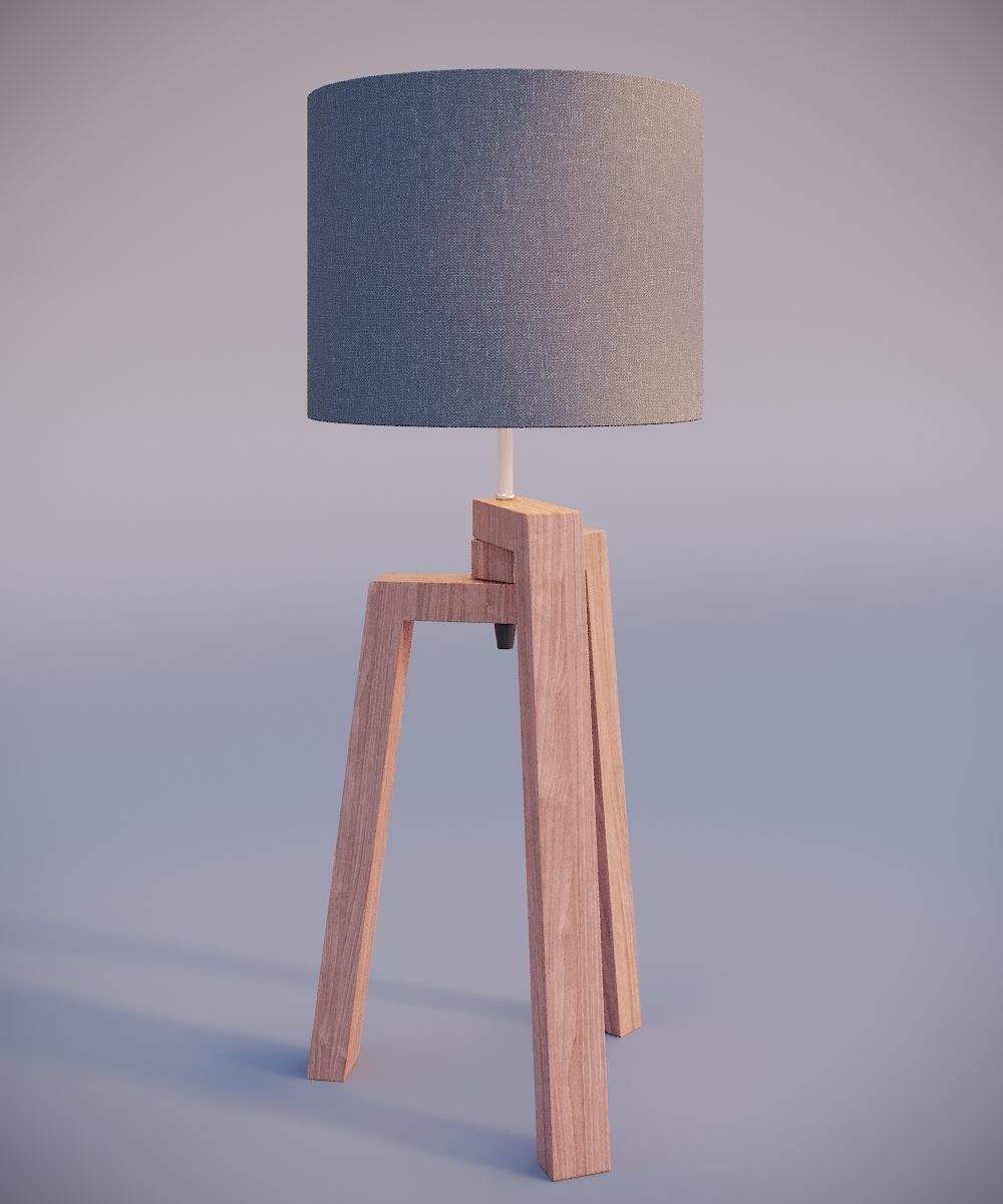 Tripod table lamp  Low-poly 3D model_6