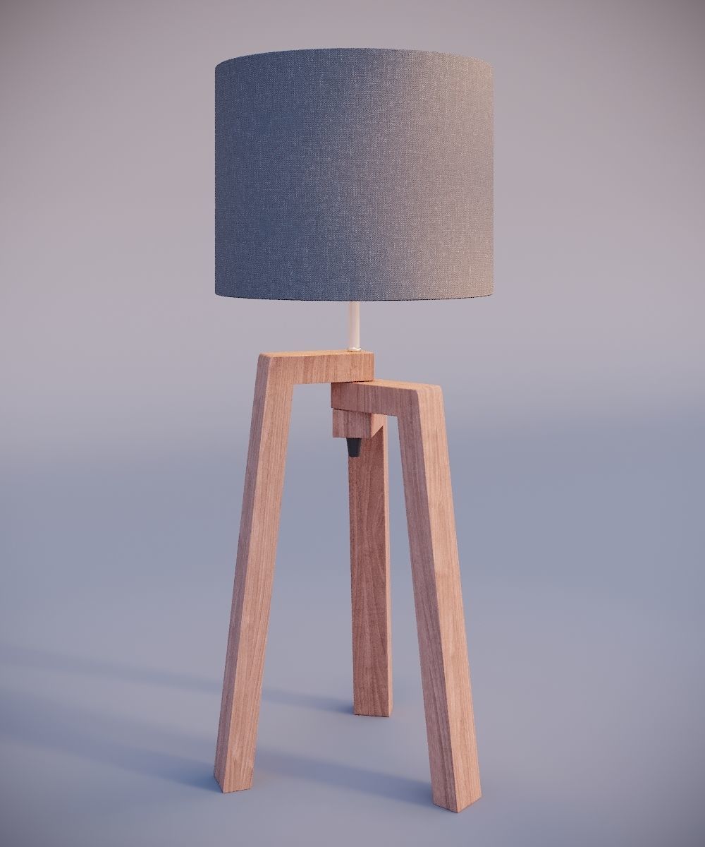 Tripod table lamp  Low-poly 3D model_4