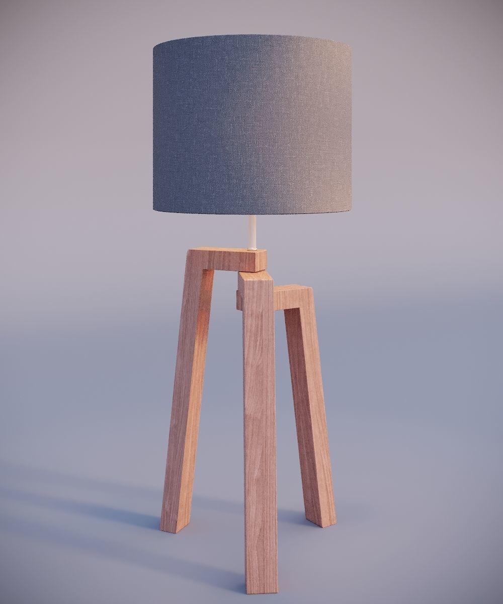 Tripod table lamp  Low-poly 3D model_11