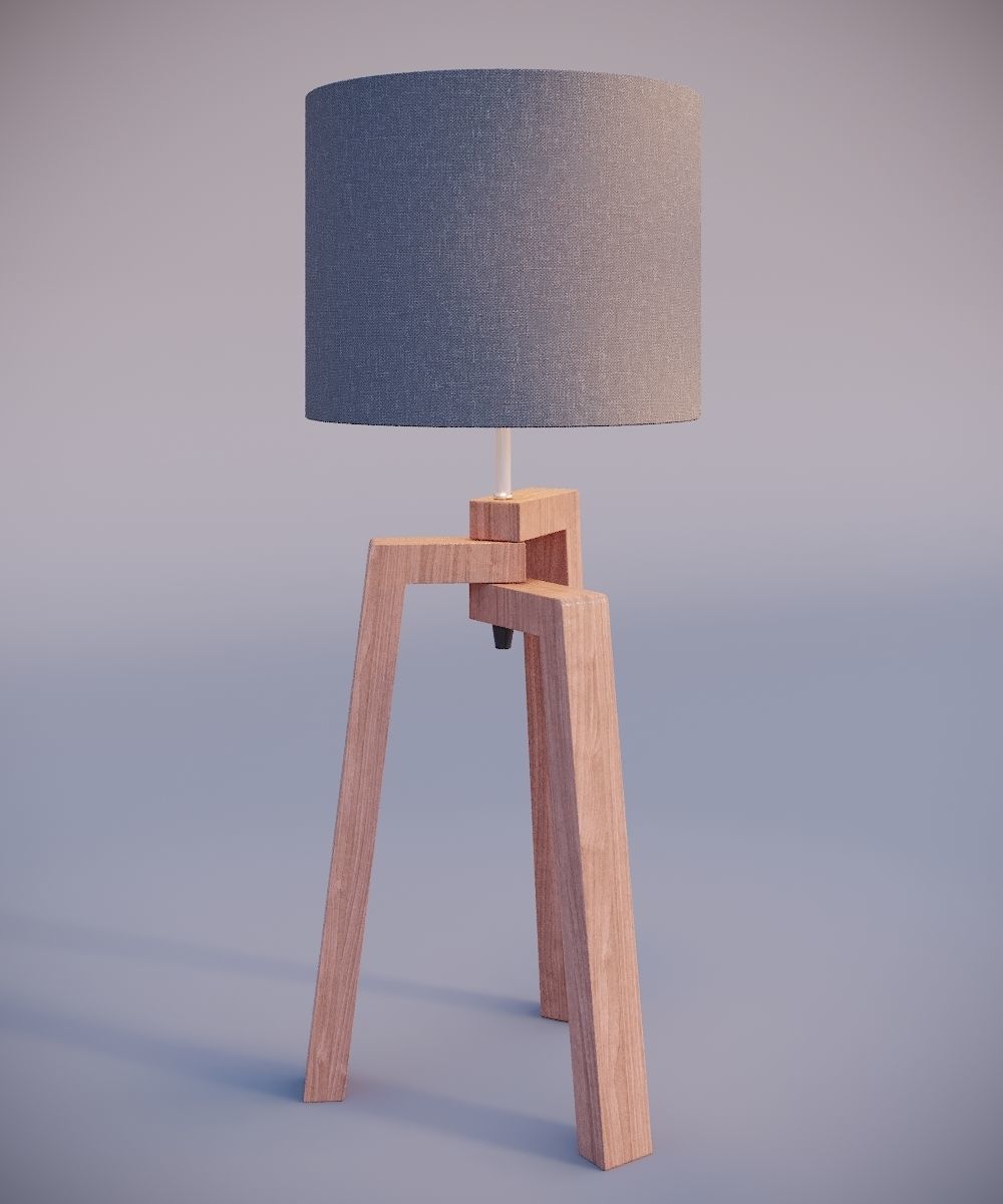 Tripod table lamp  Low-poly 3D model_9