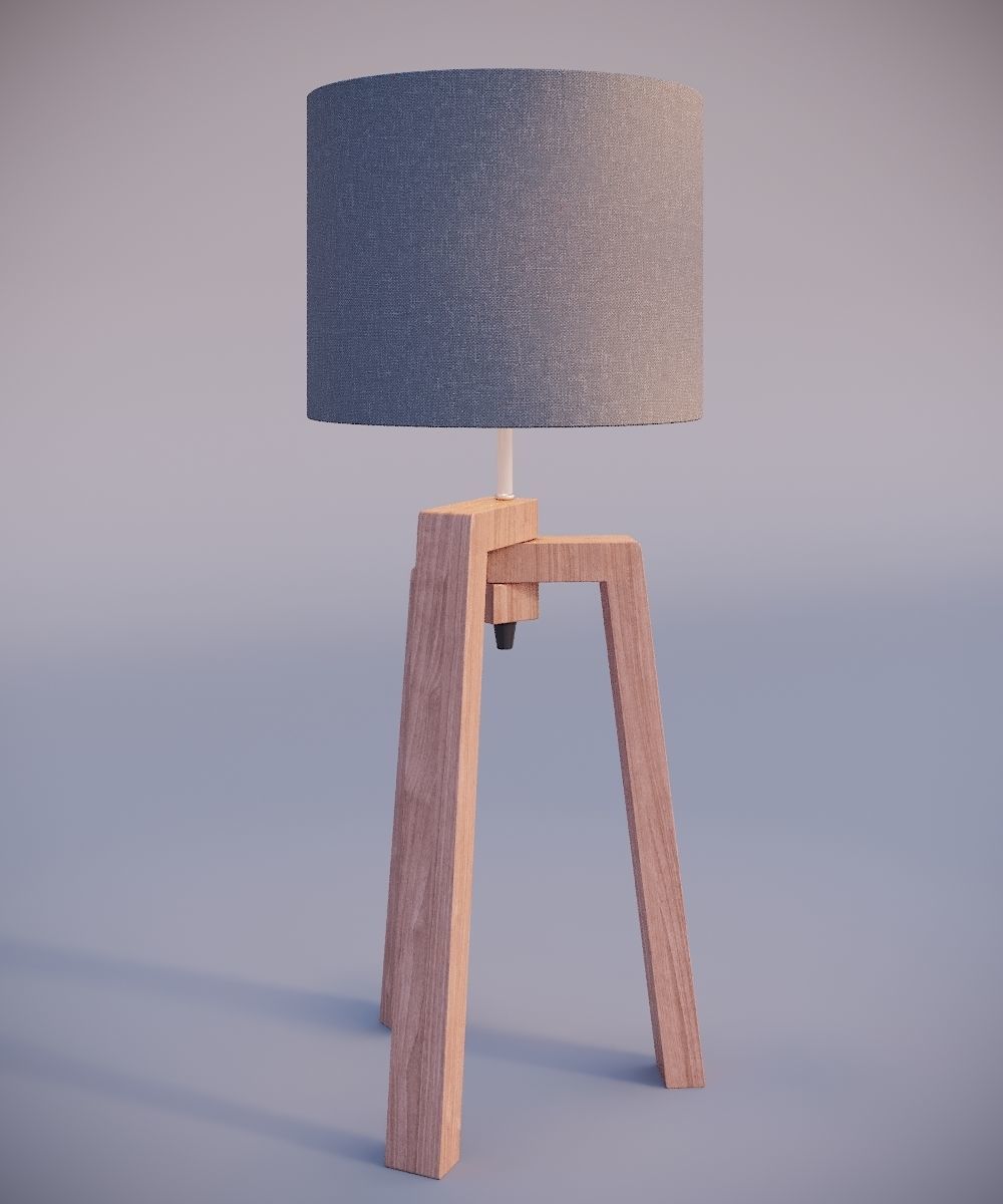 Tripod table lamp  Low-poly 3D model_5