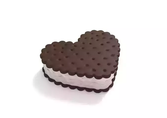 Heart Shaped Ice Cream Sandwich 3D model
