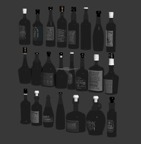 StrongAlcohol liquor bottles 3D model 5