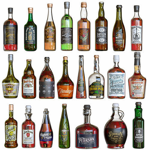StrongAlcohol liquor bottles 3D model