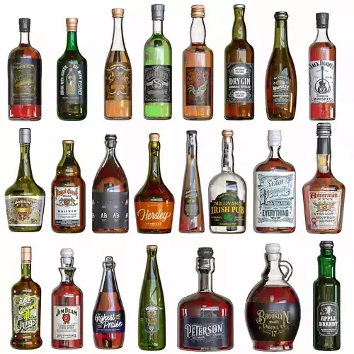 StrongAlcohol liquor bottles 3D model