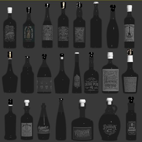 StrongAlcohol liquor bottles 3D model 3