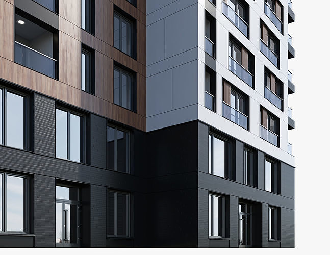 Modern residential building 7 3D model 3