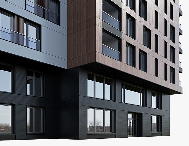 Modern residential building 7 3D model 5