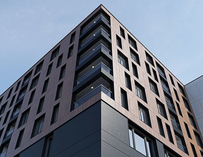 Modern residential building 7 3D model 7