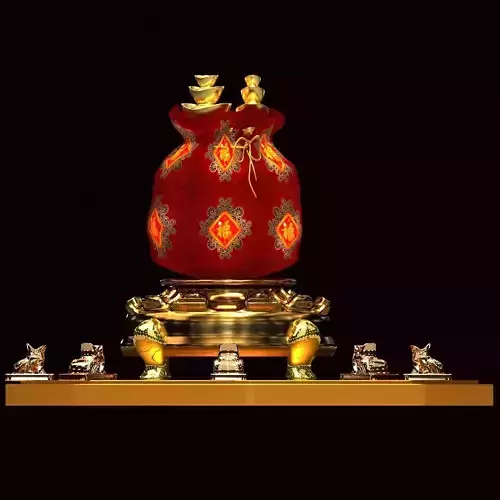 Chinese money bag with yuanba and toad