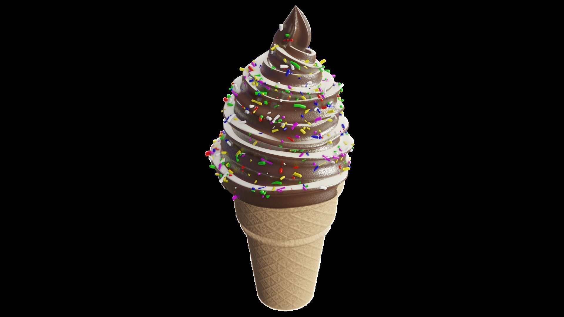 Icecream with Icecream cone and sprinkles 3D model_2