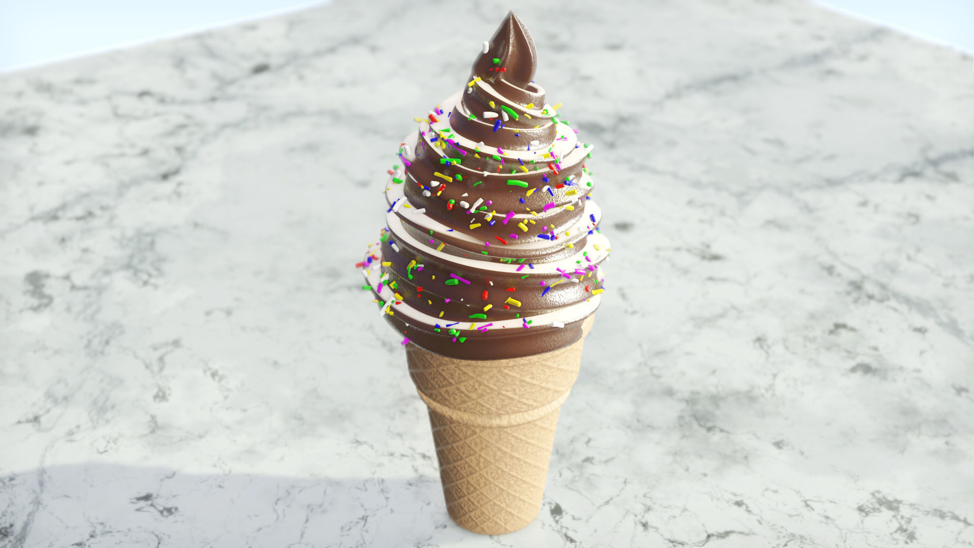 Icecream with Icecream cone and sprinkles 3D model_1
