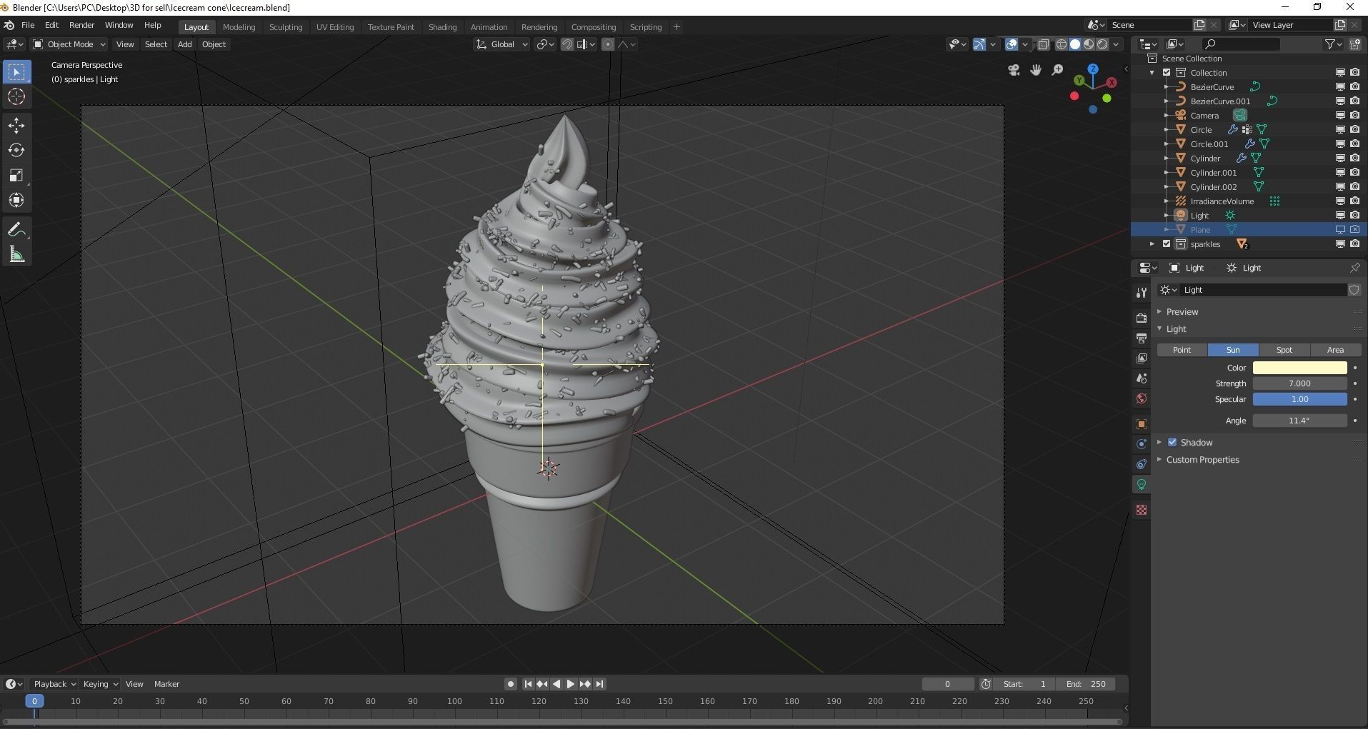 Icecream with Icecream cone and sprinkles 3D model_4