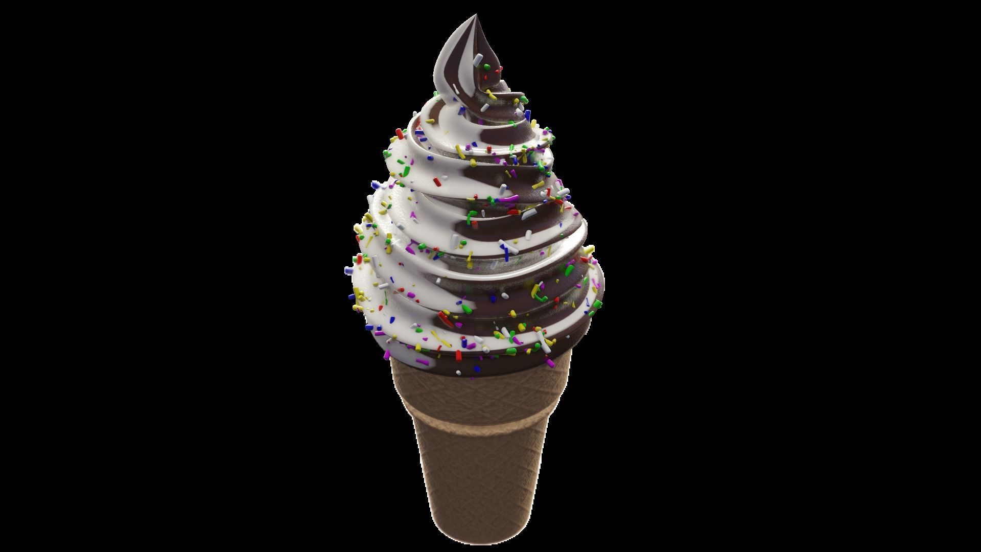 Icecream with Icecream cone and sprinkles 3D model_3