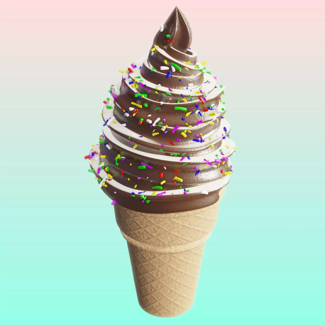 Icecream with Icecream cone and sprinkles 3D model_0