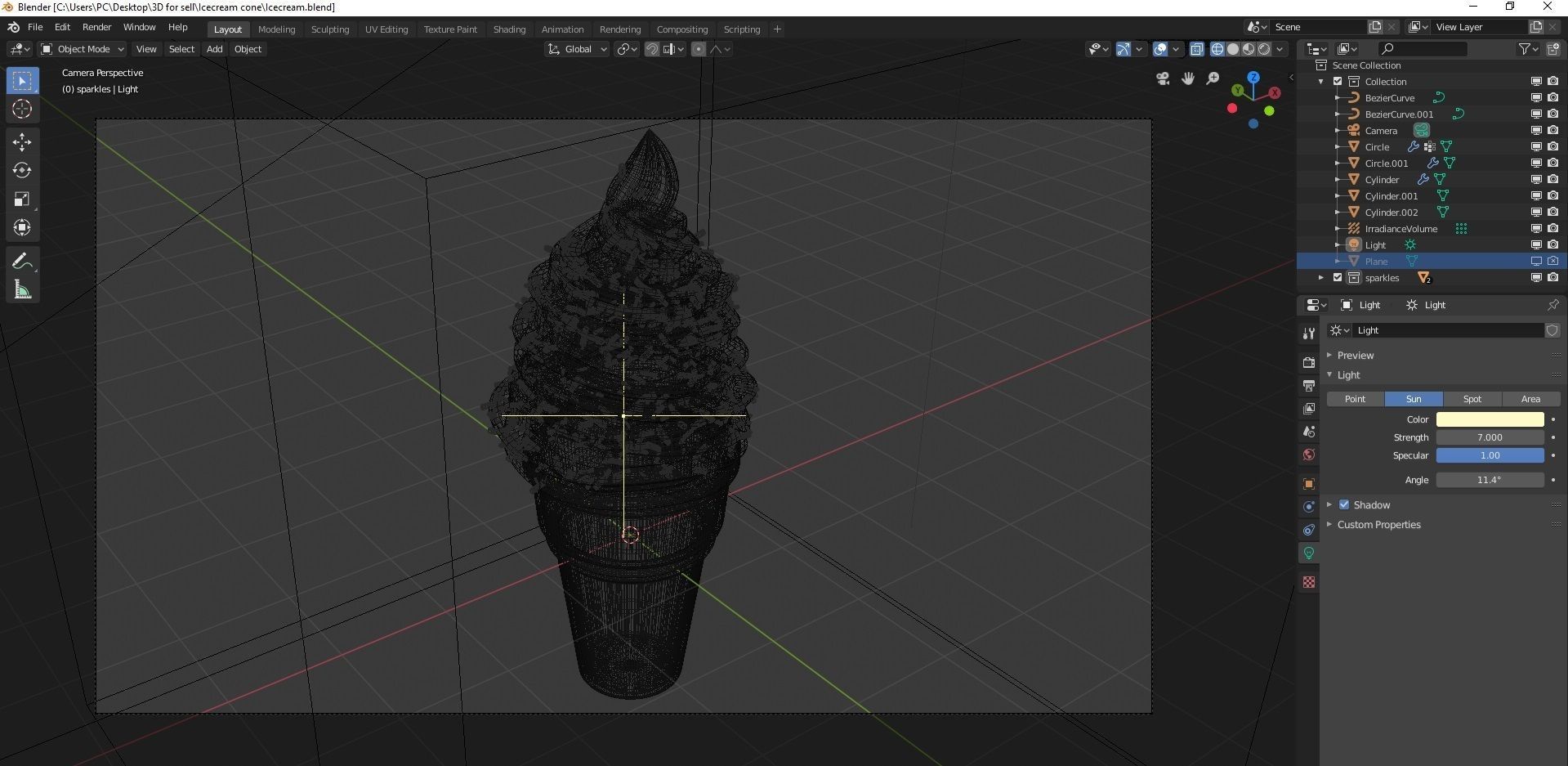 Icecream with Icecream cone and sprinkles 3D model_5