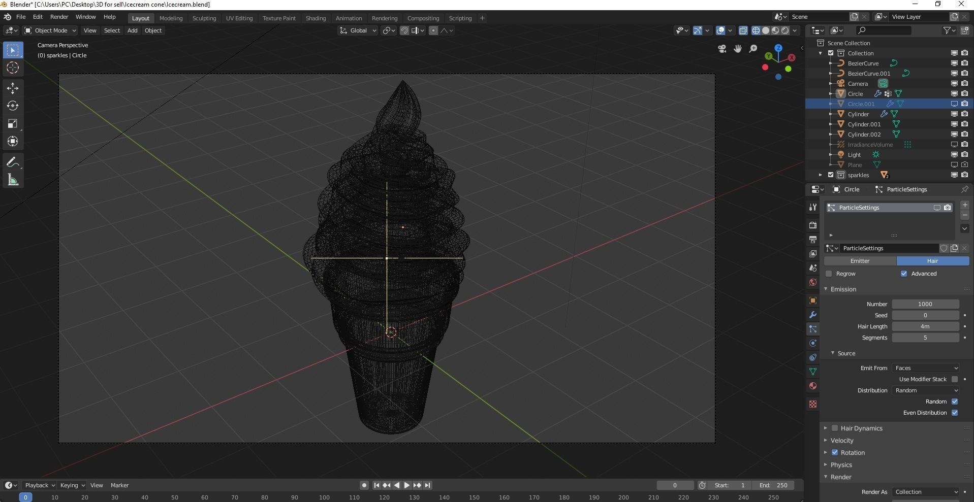 Icecream with Icecream cone and sprinkles 3D model_6