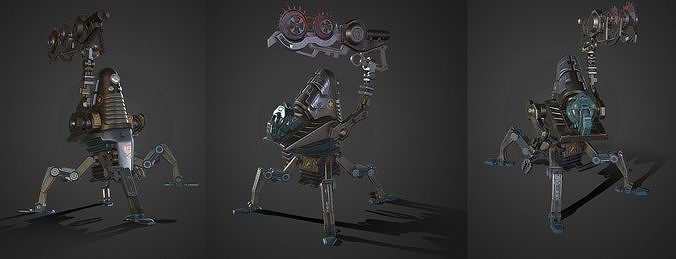 Diesmech dieselpunk mecha Low-poly 3D model