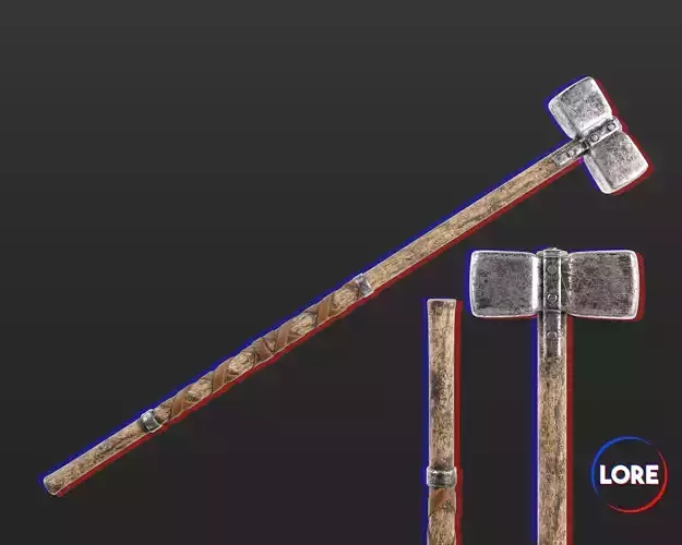Medieval Crude Weapon Warhammer Low-poly 3D model
