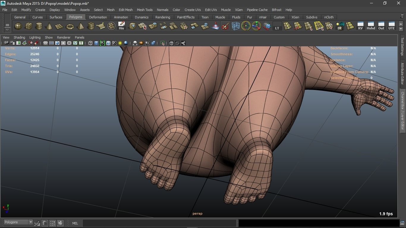 Popop cartoon Male Elderly Charcter  AR friendly texture atlas 3D model_36