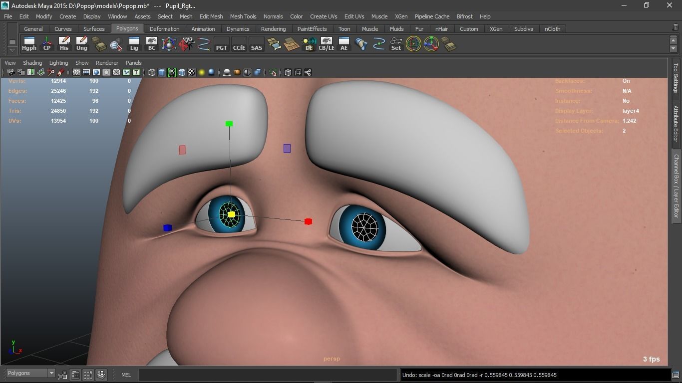 Popop cartoon Male Elderly Charcter  AR friendly texture atlas 3D model_52