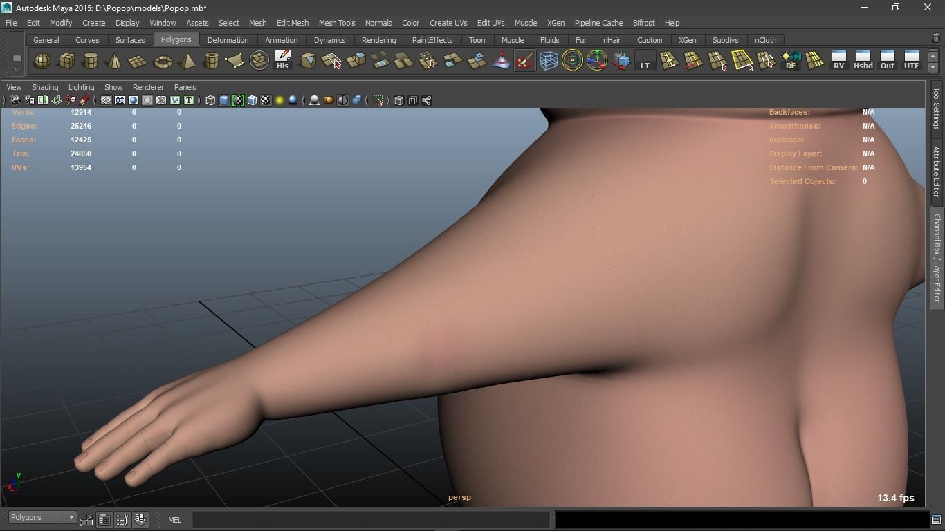 Popop cartoon Male Elderly Charcter  AR friendly texture atlas 3D model_27