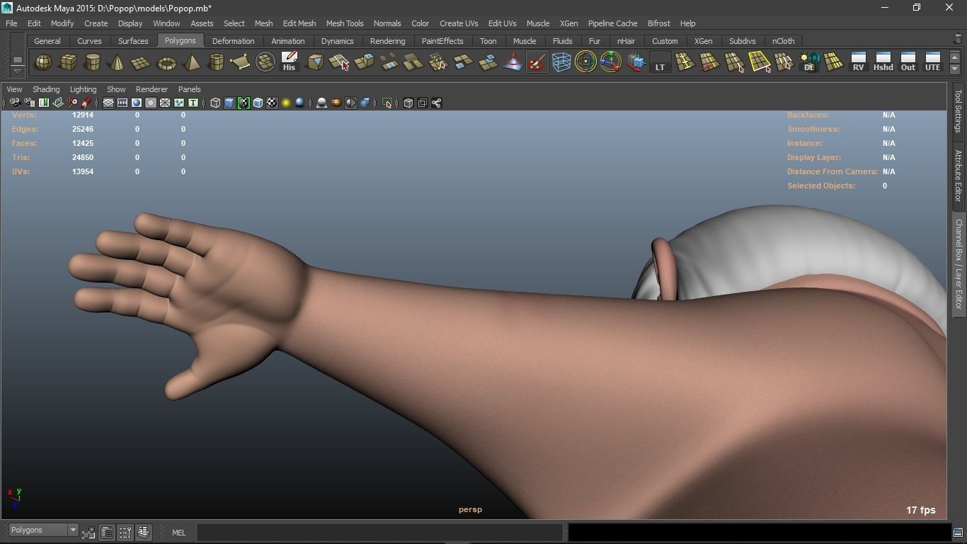 Popop cartoon Male Elderly Charcter  AR friendly texture atlas 3D model_29
