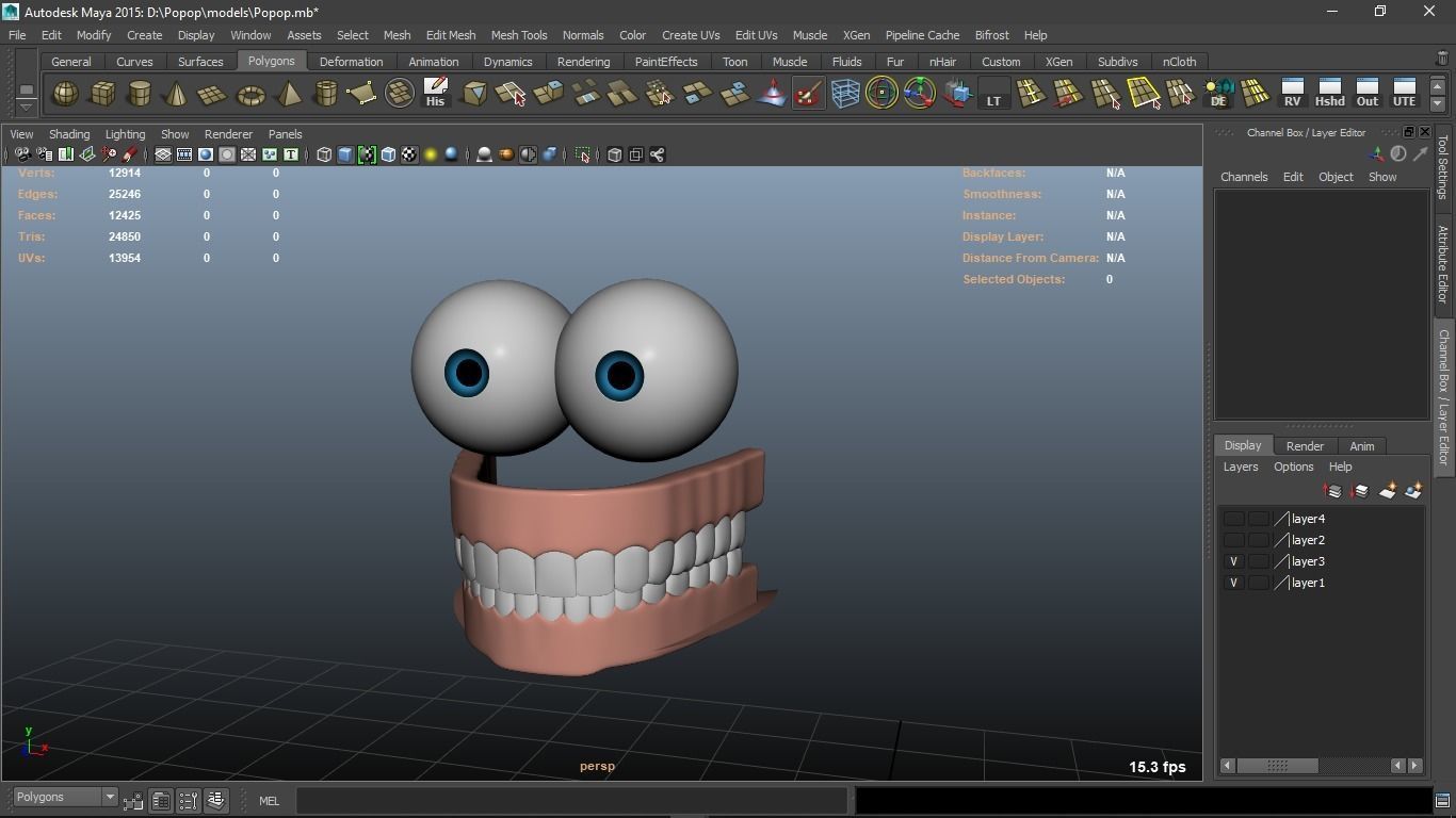 Popop cartoon Male Elderly Charcter  AR friendly texture atlas 3D model_41