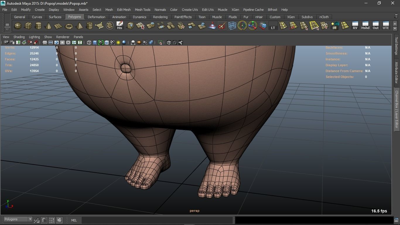 Popop cartoon Male Elderly Charcter  AR friendly texture atlas 3D model_32