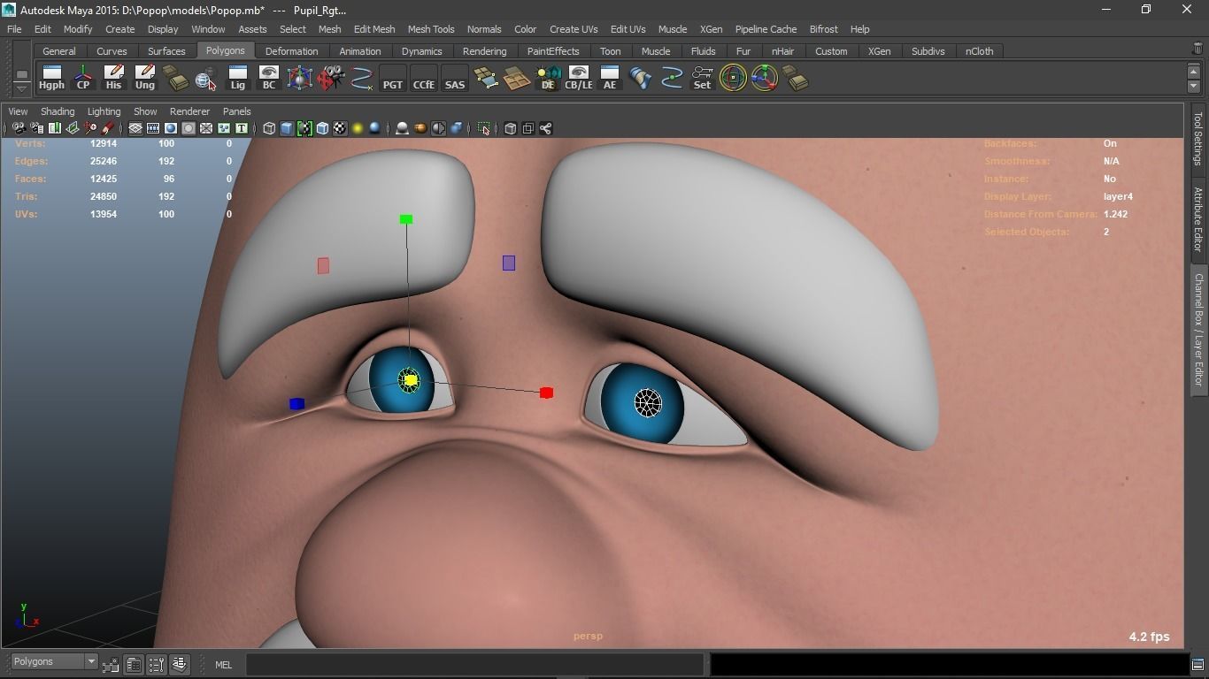 Popop cartoon Male Elderly Charcter  AR friendly texture atlas 3D model_53