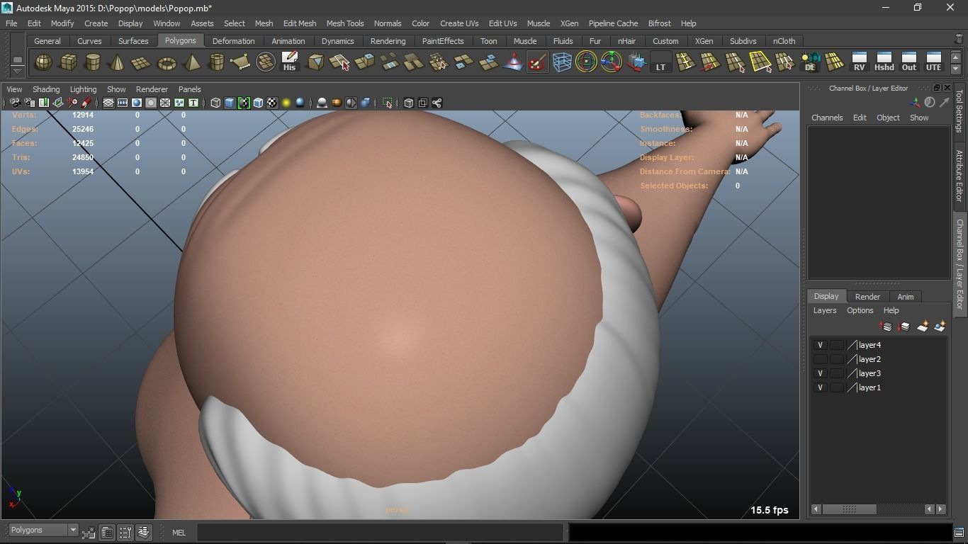 Popop cartoon Male Elderly Charcter  AR friendly texture atlas 3D model_45