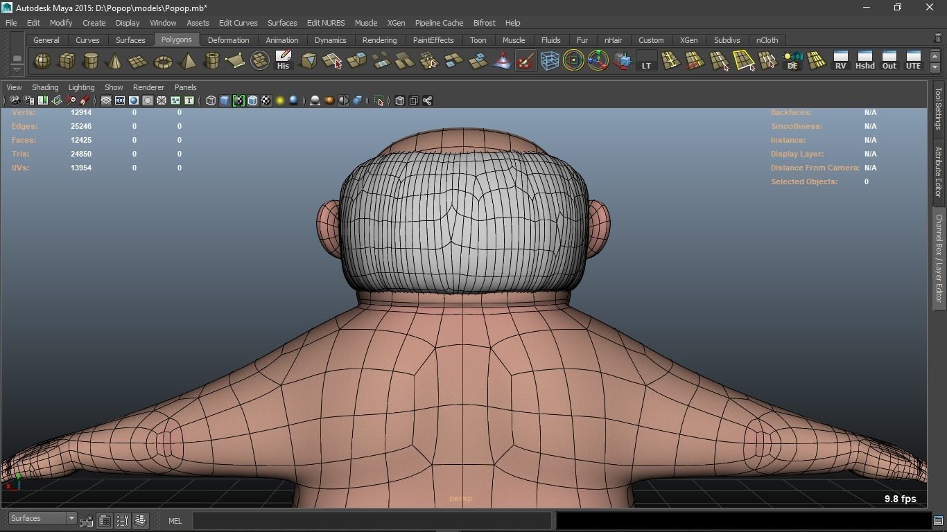 Popop cartoon Male Elderly Charcter  AR friendly texture atlas 3D model_20