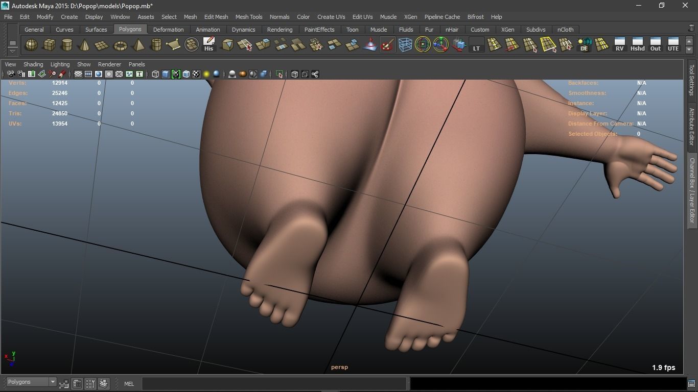 Popop cartoon Male Elderly Charcter  AR friendly texture atlas 3D model_35