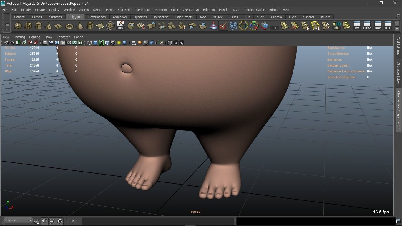 Popop cartoon Male Elderly Charcter  AR friendly texture atlas 3D model_31