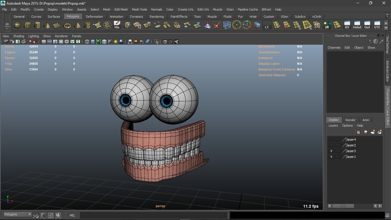 Popop cartoon Male Elderly Charcter  AR friendly texture atlas 3D model_42