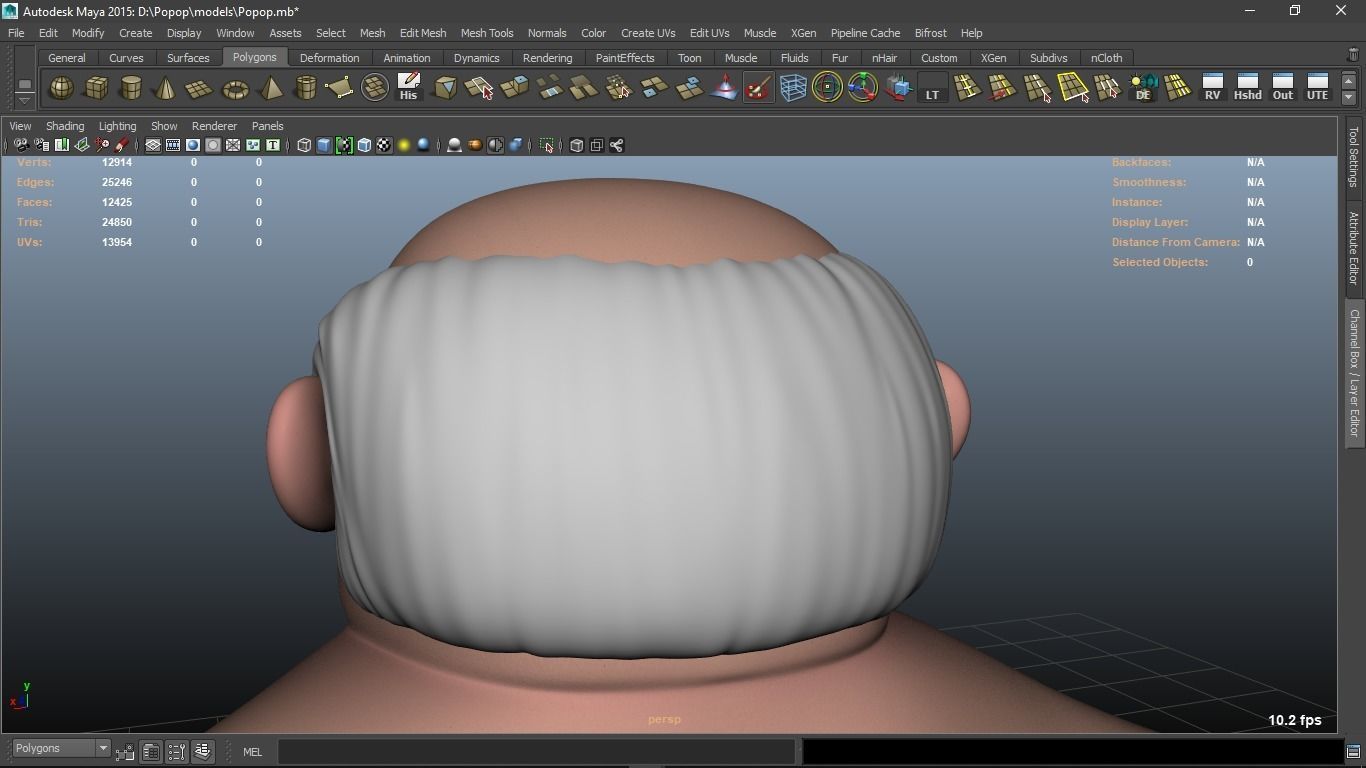 Popop cartoon Male Elderly Charcter  AR friendly texture atlas 3D model_39