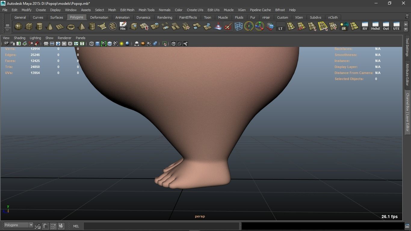 Popop cartoon Male Elderly Charcter  AR friendly texture atlas 3D model_33
