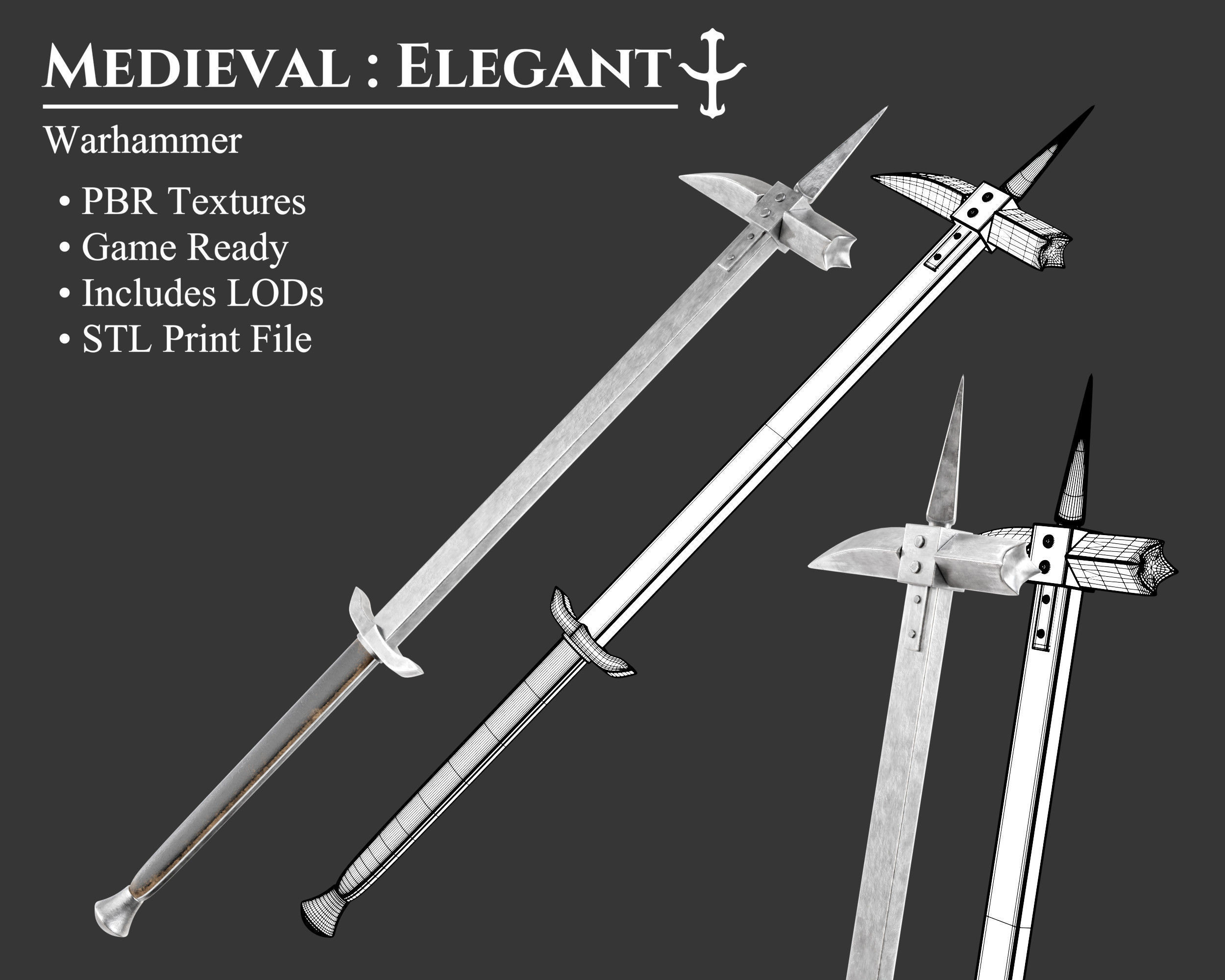 Medieval Collection Weapons Warhammers _16