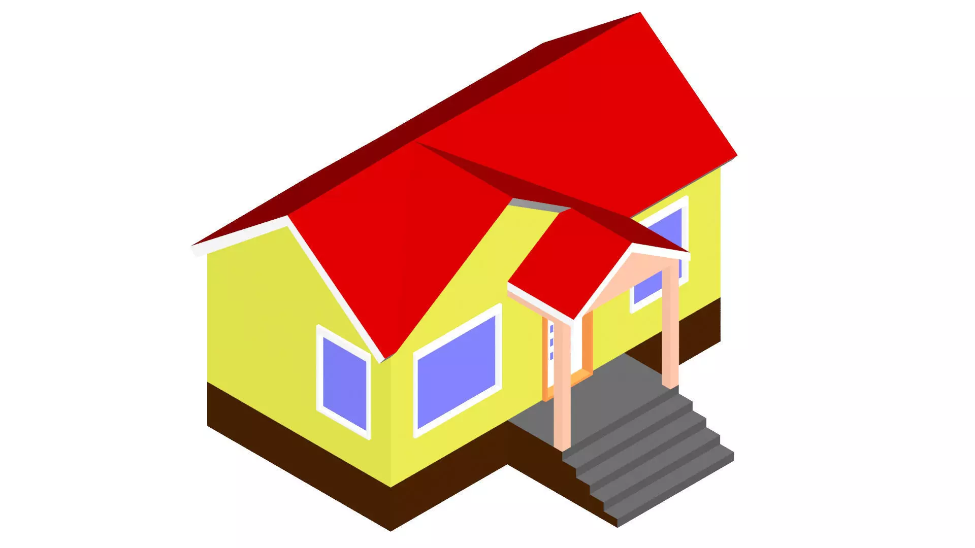 Isometric Modern Lowpoly House Residential Building Low-poly 3D model