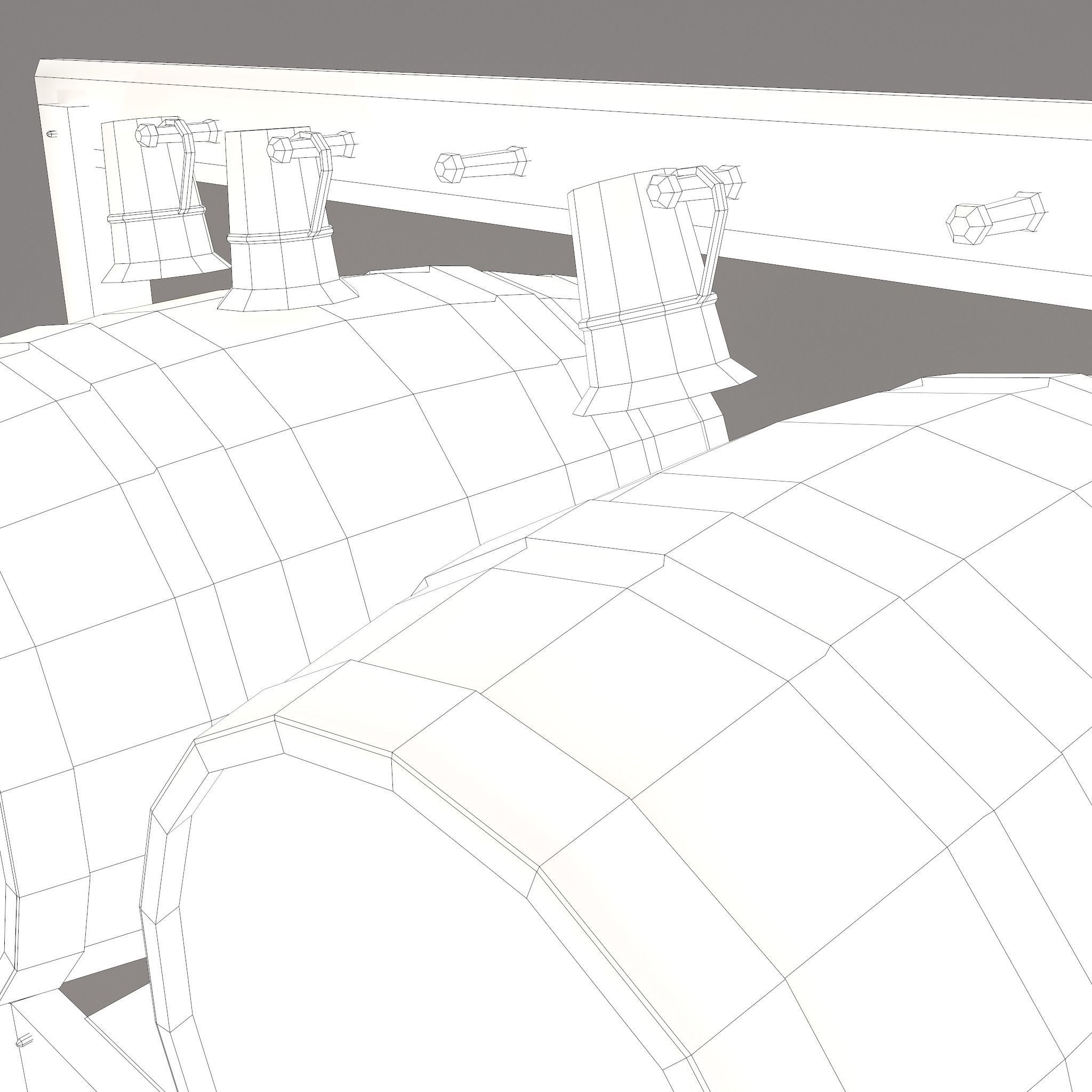 Wine Barrels and Holder Low-poly 3D model_51