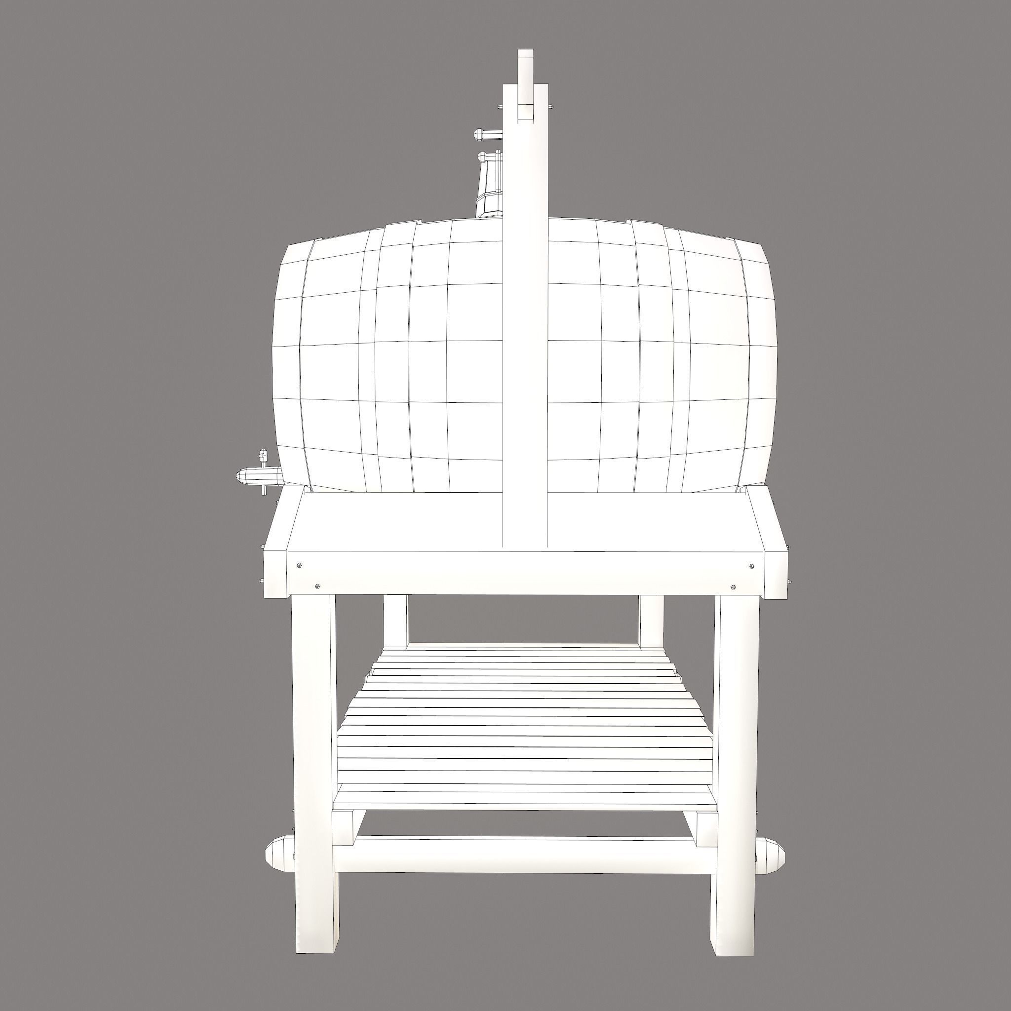 Wine Barrels and Holder Low-poly 3D model_45