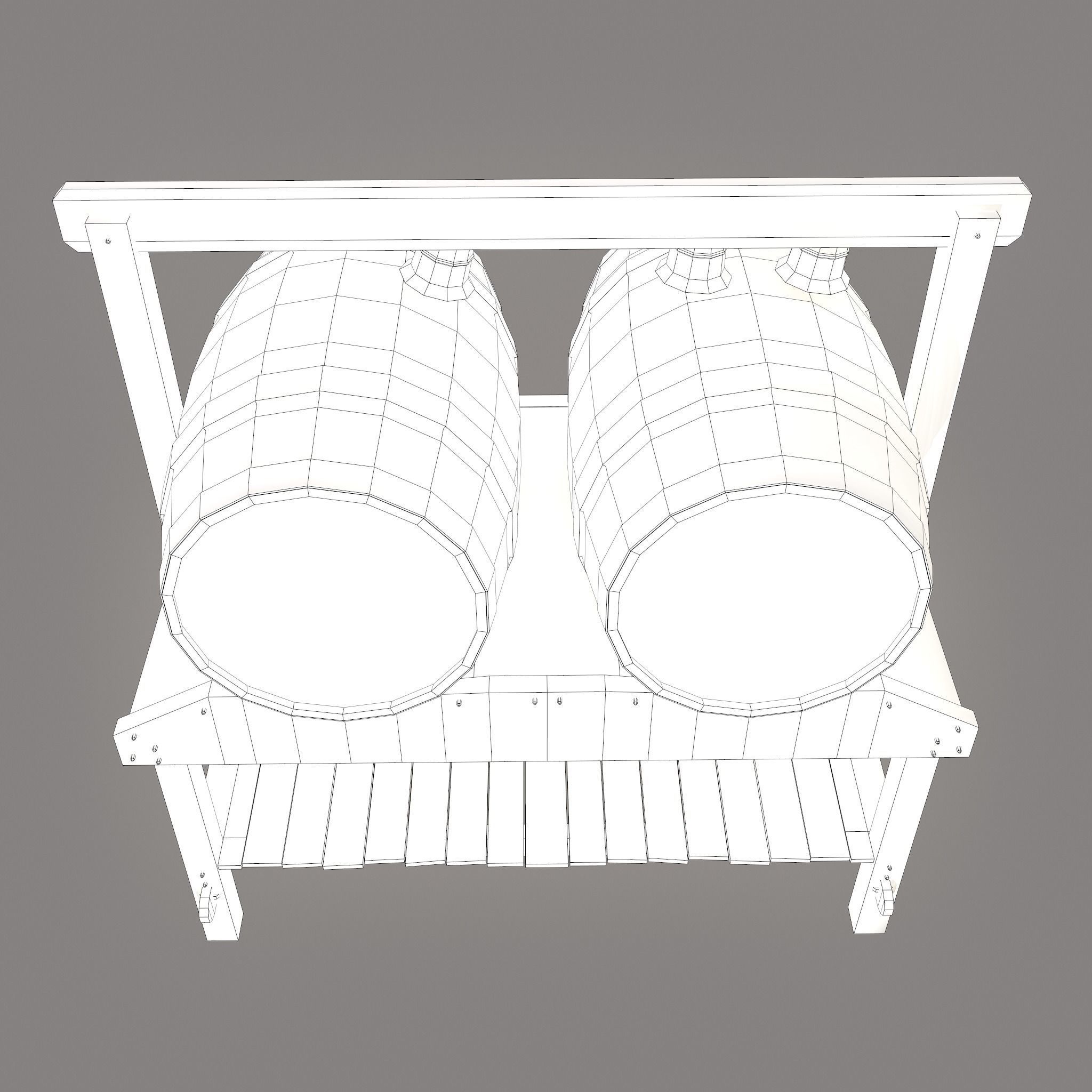 Wine Barrels and Holder Low-poly 3D model_48