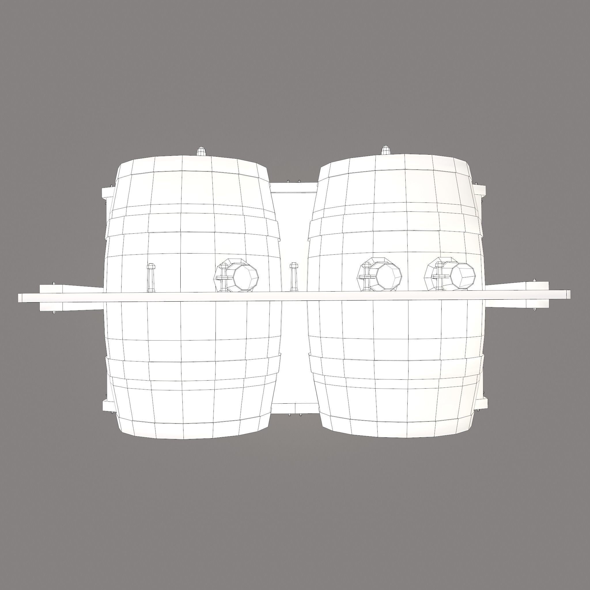 Wine Barrels and Holder Low-poly 3D model_49