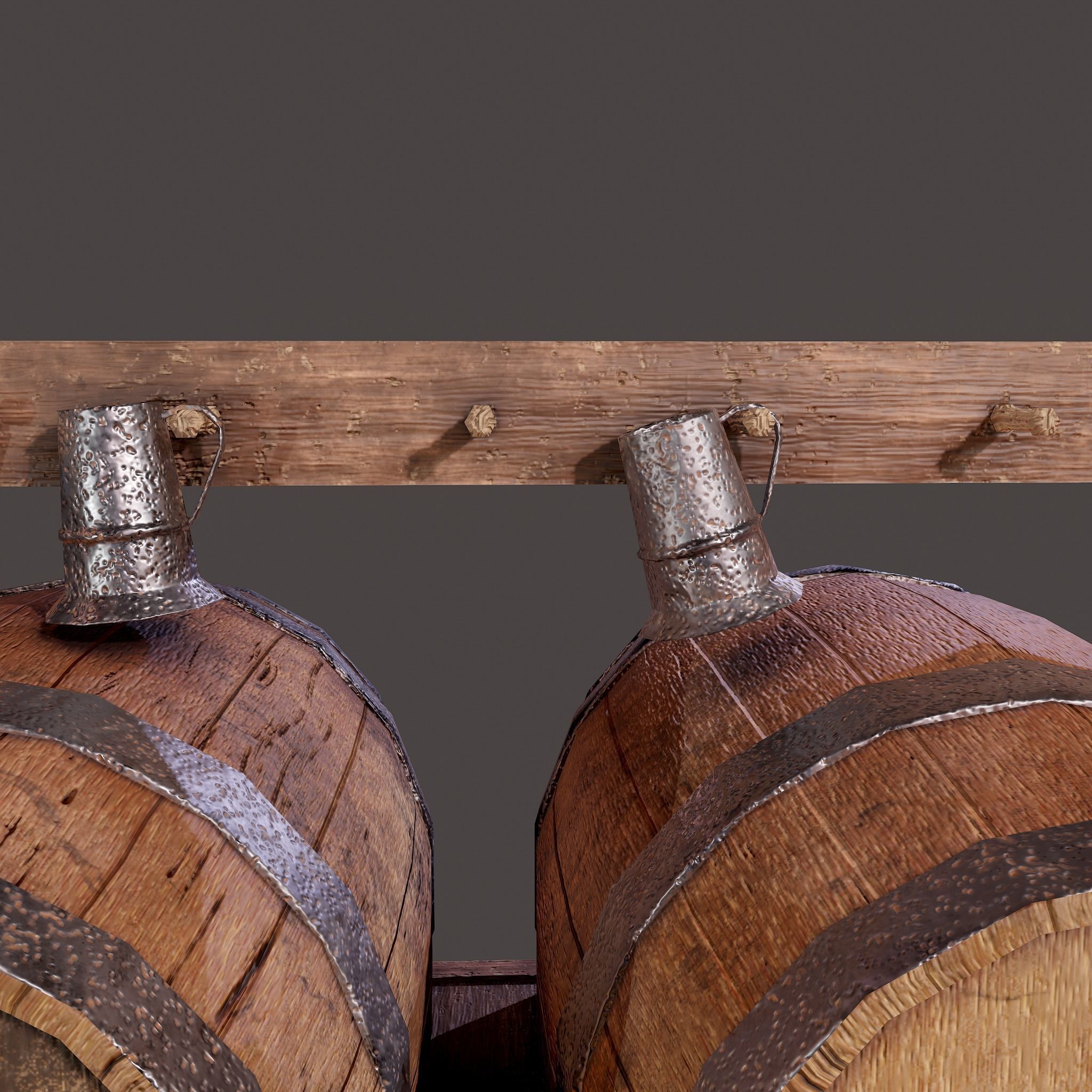 Wine Barrels and Holder Low-poly 3D model_37