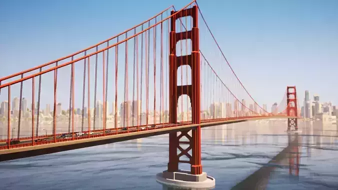 Bridge Golden Gate Low-poly 3D model