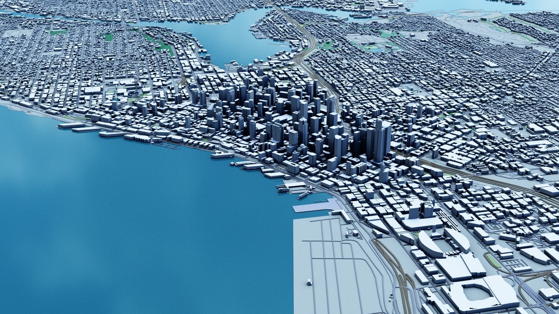 Seattle with Terrain 3D model_8
