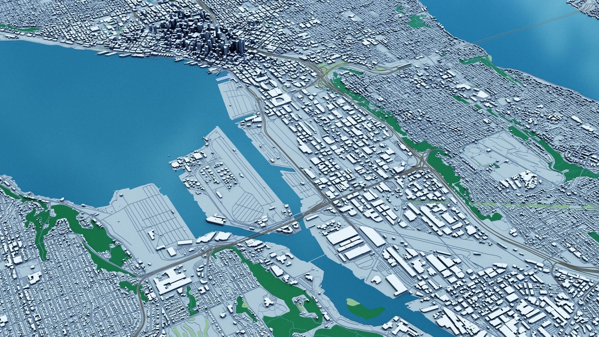 Seattle with Terrain 3D model_10