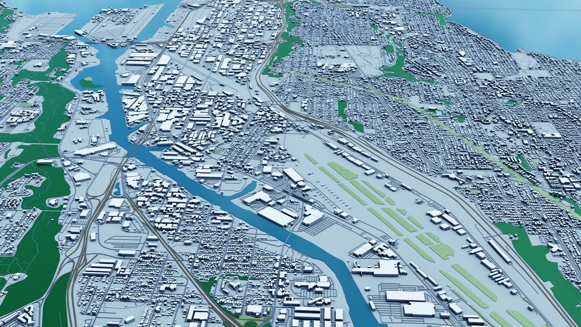 Seattle with Terrain 3D model_9