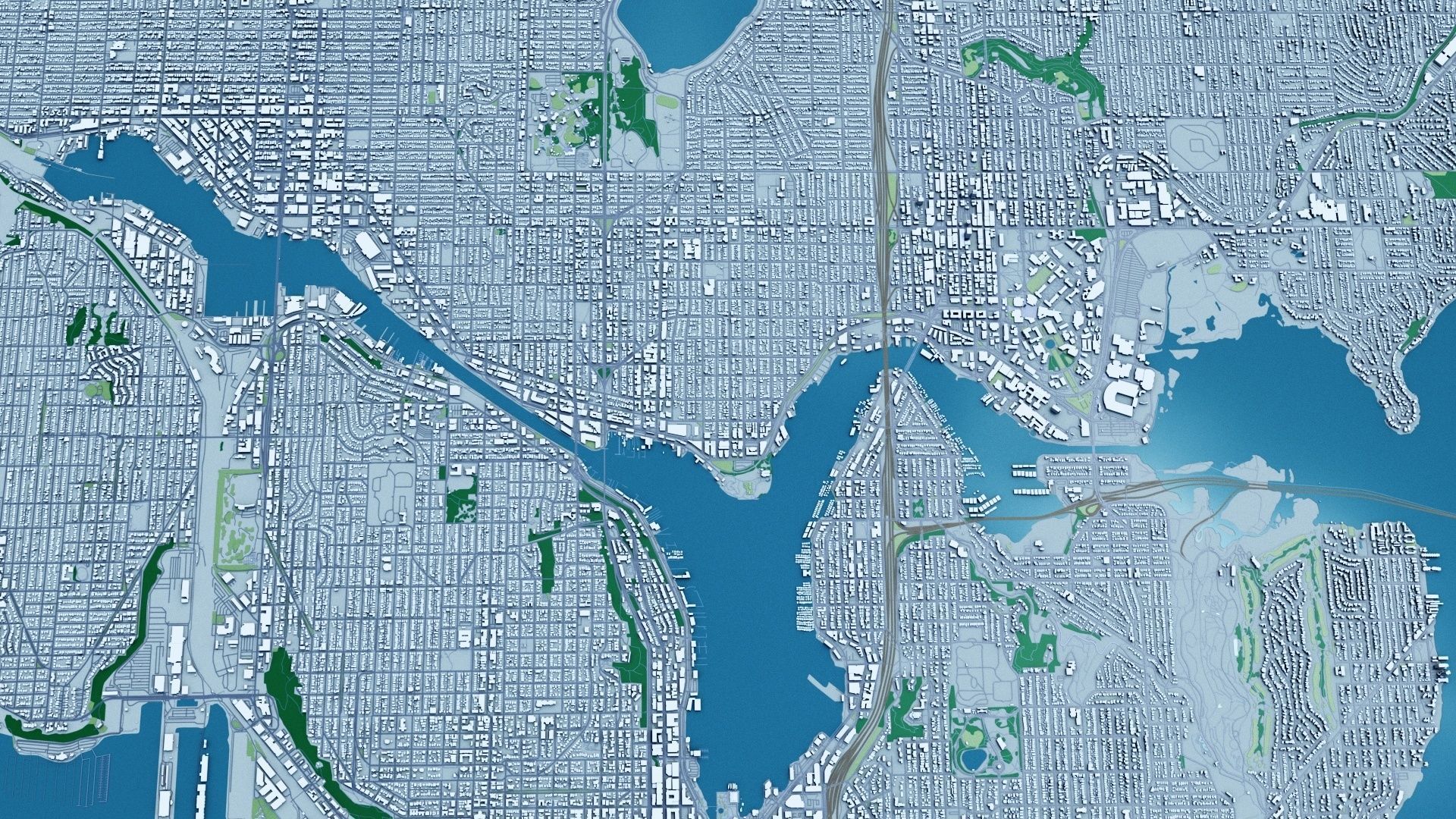 Seattle with Terrain 3D model_6
